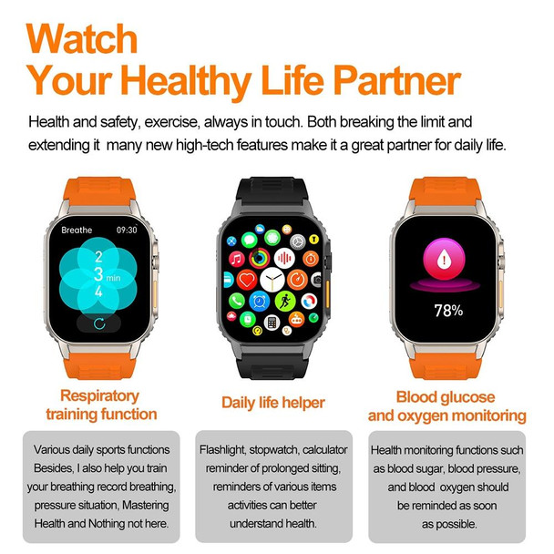 G41 Smart Bracelet, 2.01 inch IP67 Waterproof Smart Watch, Bluetooth Call / Heart Rate / Non-invasive Blood Glucose / HRV / MET(Orange)