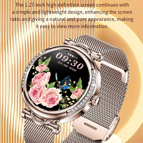 CF32 1.27 inch Screen Lady Smart Watch, Steel Band, Support Female Physiology Monitoring & 100+ Sports Modes(Silver)