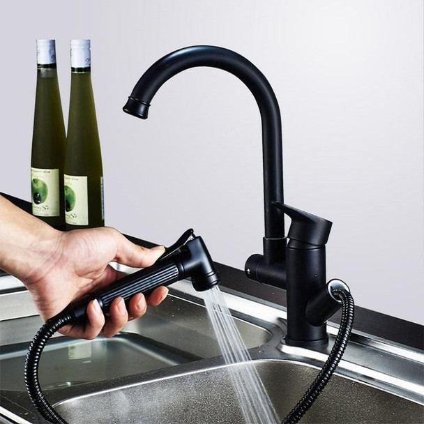 Kitchen Pull-Out Double Faucet Water Table Hot And Cold Water Faucet, Specification: Wheel Bending Pull