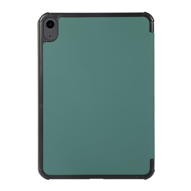 3-folding Skin Texture Horizontal Flip TPU + PU Tablet Leatherette Case with Holder - iPad mini 6(Green)