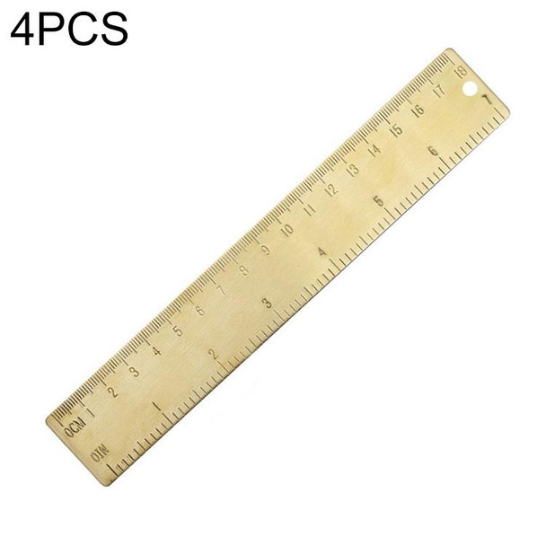 4 PCS Brass Retro Drawing Ruler Measuring Tools, Model: 0-18cm Ruler