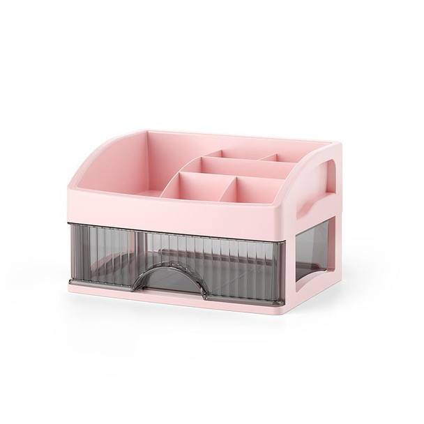 Desktop Drawer Organizer Multi-Layer Cosmetic Jewelry Box Stationery Multi-Functional Organizer, Style: 2 Layer Black Drawer (Pink)