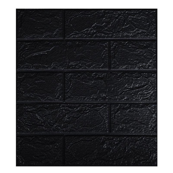 3mm Thickness 35x38.5cm 3D Self-Stick Wallpaper Soft Wrapping Waterproof Wall Sticker(Black)
