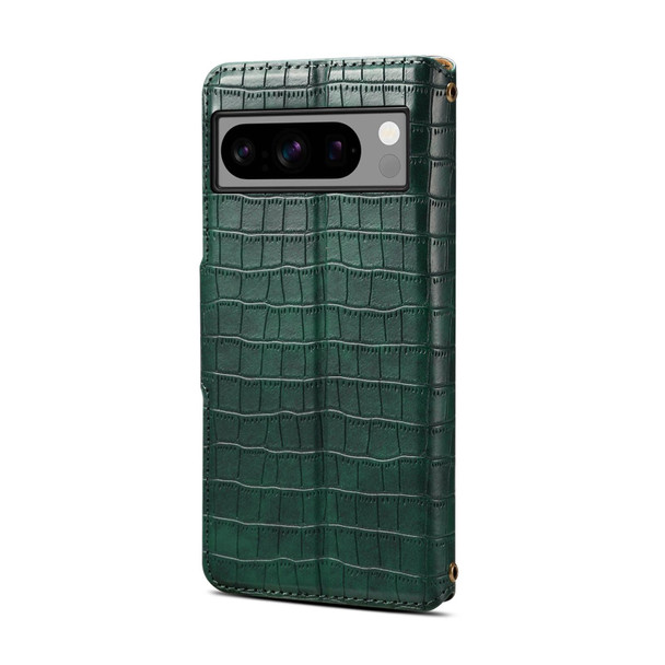 For Google Pixel 6 Pro Denior Crocodile Texture Oil Edge Leatherette Phone Case(Green)