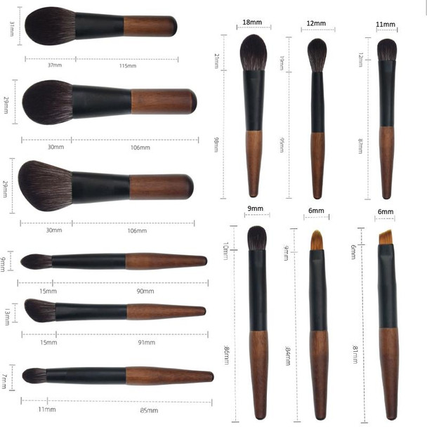 12-in-1 Mini Cosmetic Brush Short Handle Powder Brush Set Facial Makeup Tool(B Type)