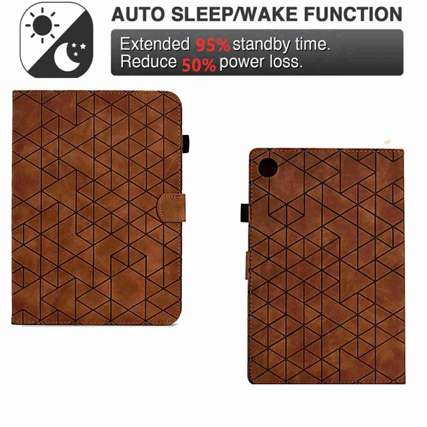 For Lenovo Tab M10 Plus 3rd Gen 2022 Rhombus TPU Smart Leatherette Tablet Case(Brown)