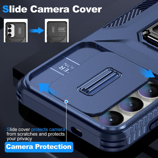 For Samsung Galaxy S24+ 5G Sliding Camshield Holder Phone Case(Blue)