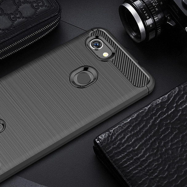 Brushed Texture Carbon Fiber Shockproof TPU Case for Google Pixel 3 Lite (Black)