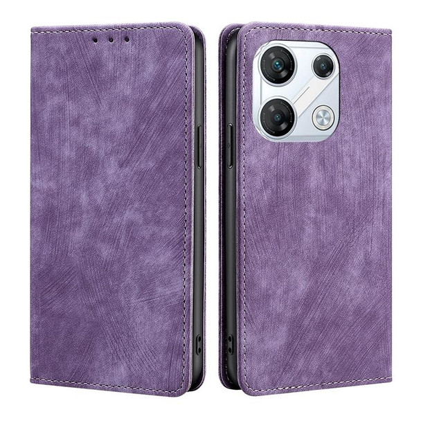For For Infinix GT 10 Pro 5G RFID Anti-theft Brush Magnetic Leatherette Phone Case(Purple)