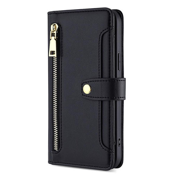 For OPPO A78 4G Lite Sheep Texture Cross-body Zipper Wallet Leatherette Phone Case(Black)