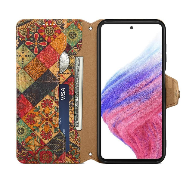 For Samsung Galaxy A24 5G Denior Flower Language Series Cork Fabric Oil Edge Leatherette Phone Case(Autumn)