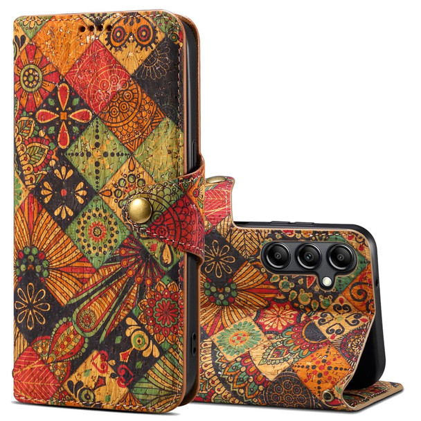 For Samsung Galaxy A24 5G Denior Flower Language Series Cork Fabric Oil Edge Leatherette Phone Case(Autumn)