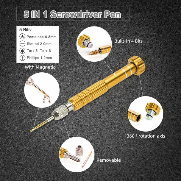 5 in 1 Gold Series Screwdriver Sets for iPhone 5 & 5S & 5C / iPhone 4 & 4S (T5 / T6 / 1.2 / 1.5 / 0.8)