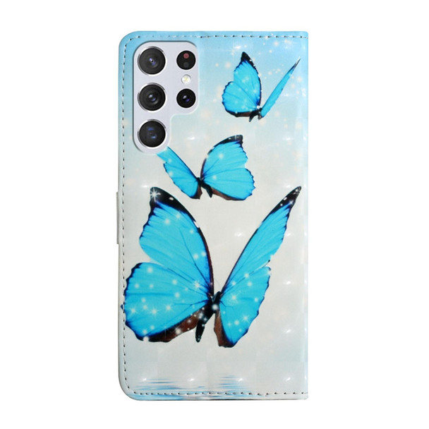 For Samsung Galaxy S24 Ultra 5G Oil Embossed 3D Drawing Leatherette Phone Case(3 Butterflies)