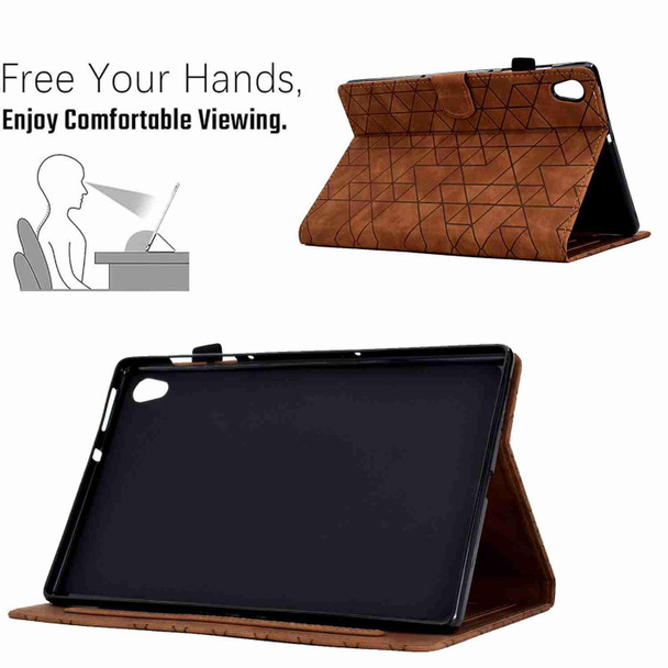 For Lenovo Tab M10 HD 2nd Gen Rhombus TPU Smart Leatherette Tablet Case(Brown)