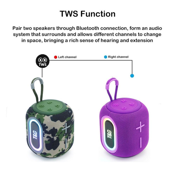 T&G TG664 LED Portable Subwoofer Wireless Bluetooth Speaker(Purple)