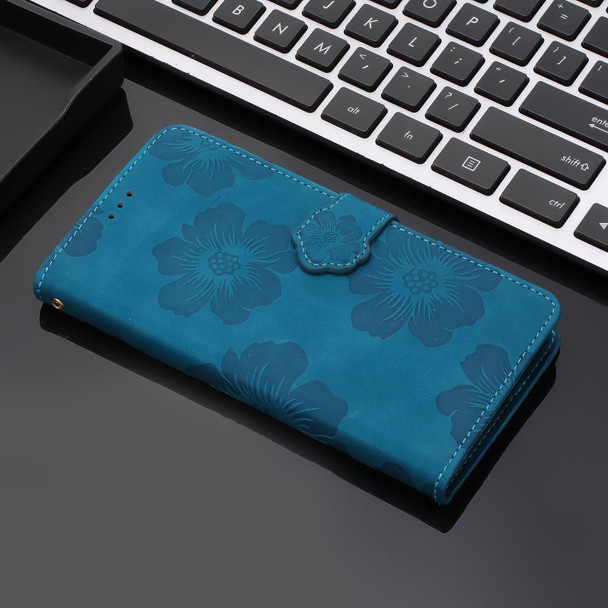 For OPPO A58 Flower Embossing Pattern Leatherette Phone Case(Blue)