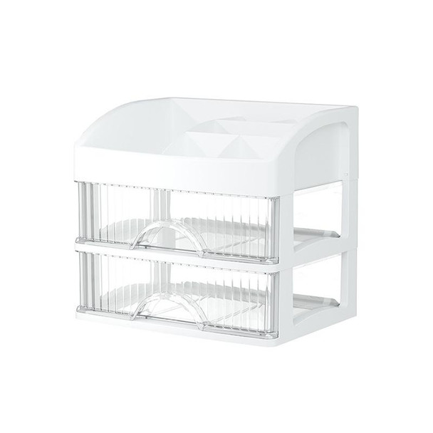 Desktop Drawer Organizer Multi-Layer Cosmetic Jewelry Box Stationery Multi-Functional Organizer, Style: 3 Layer White Drawer (White)