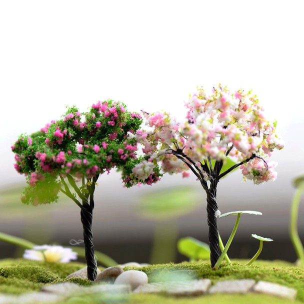 Micro Landscape Ornaments Simulated Christmas Trees Succulent Accessories Materials, Style: Pink Plum Blossom
