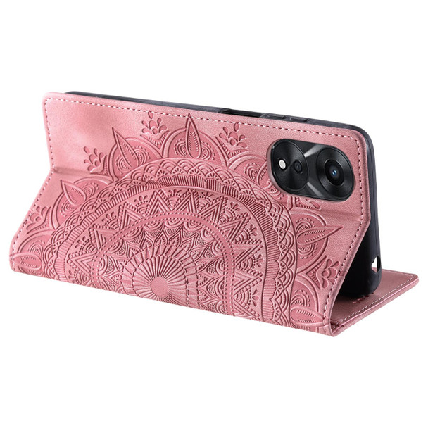 For OPPO A78 5G / A58 5G Totem Embossed Magnetic Leatherette Phone Case(Rose Gold)