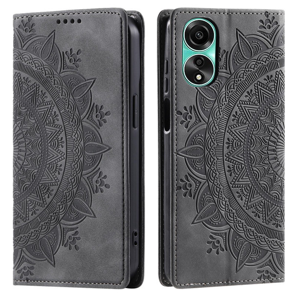 For OPPO A78 4G Totem Embossed Magnetic Leatherette Phone Case(Grey)