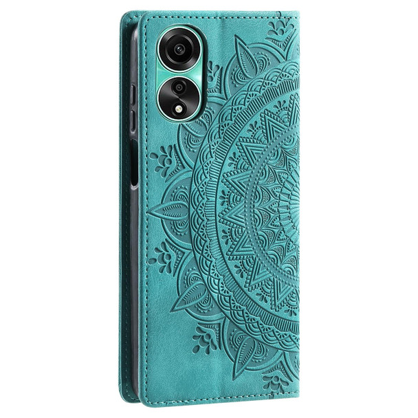 For OPPO A78 4G Totem Embossed Magnetic Leatherette Phone Case(Green)