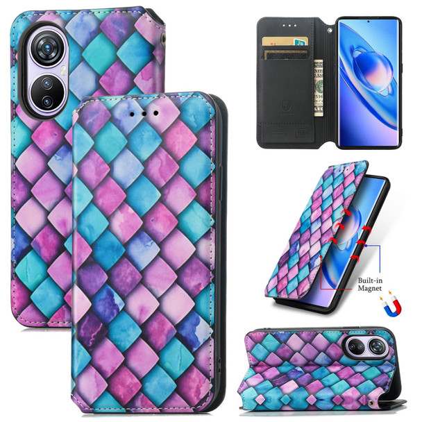 For Blackview A200 Pro CaseNeo Colorful Magnetic Leatherette Phone Case(Purple Scales)