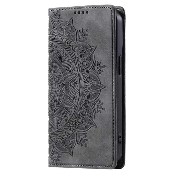 For Samsung Galaxy S10 Totem Embossed Magnetic Leatherette Phone Case(Grey)