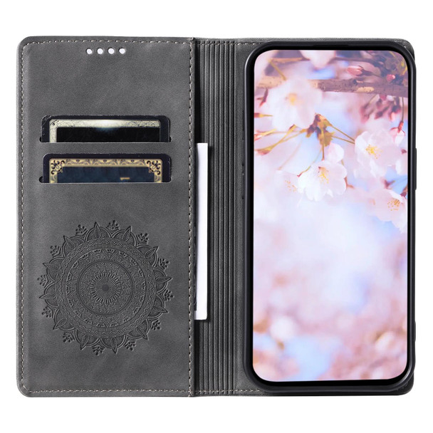 For Samsung Galaxy S10 Totem Embossed Magnetic Leatherette Phone Case(Grey)