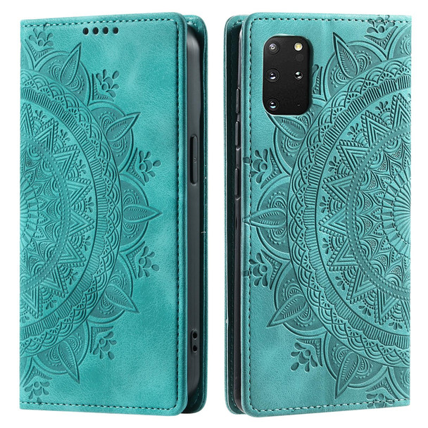 For Samsung Galaxy S20+ Totem Embossed Magnetic Leatherette Phone Case(Green)