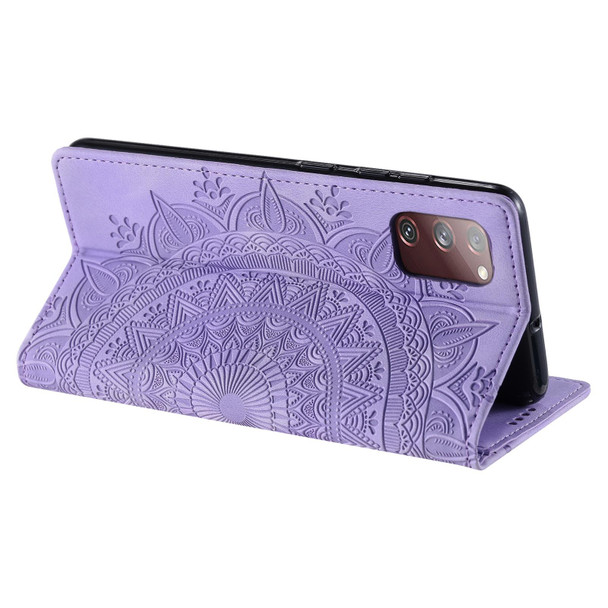 For Samsung Galaxy S20 FE 4G / 5G Totem Embossed Magnetic Leatherette Phone Case(Purple)