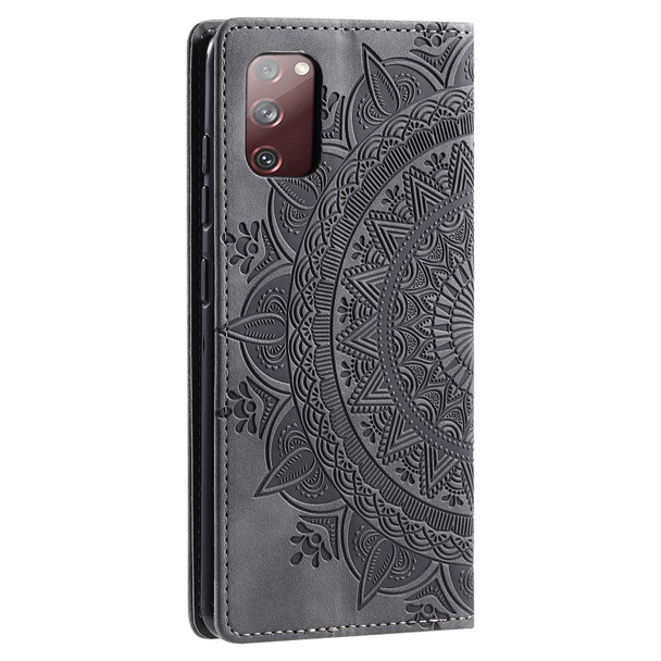 For Samsung Galaxy S20 FE 4G / 5G Totem Embossed Magnetic Leatherette Phone Case(Grey)