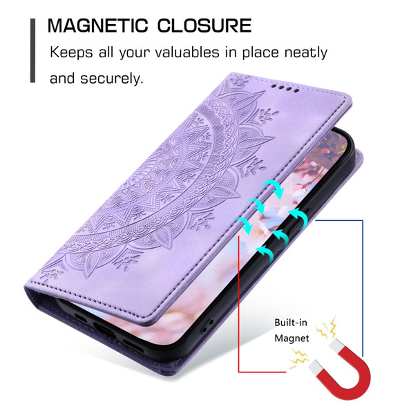 For Samsung Galaxy S21+ 5G Totem Embossed Magnetic Leatherette Phone Case(Purple)