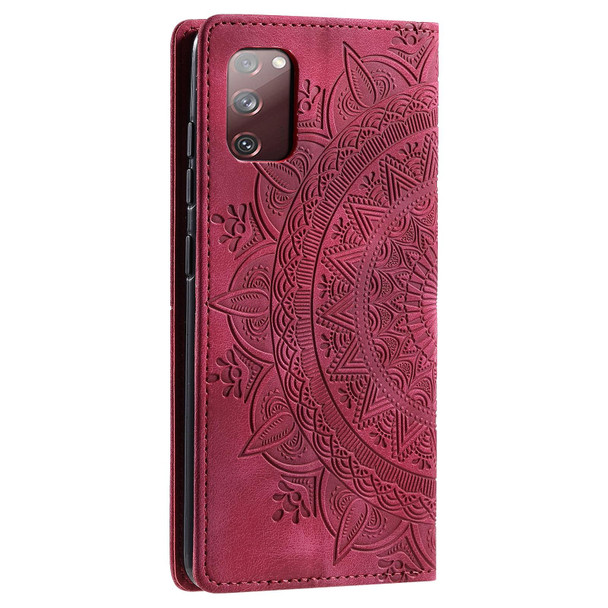 For Samsung Galaxy S20 FE 4G / 5G Totem Embossed Magnetic Leatherette Phone Case(Red)