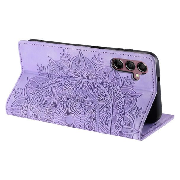 For Samsung Galaxy A05s Totem Embossed Magnetic Leatherette Phone Case(Purple)