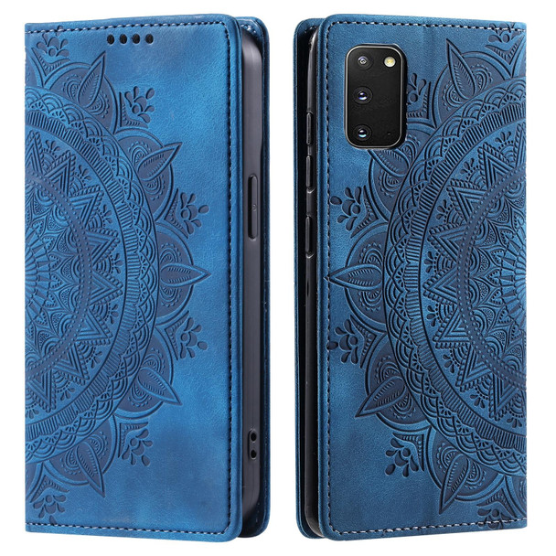 For Samsung Galaxy S20 Totem Embossed Magnetic Leatherette Phone Case(Blue)