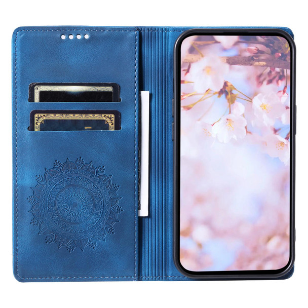 For Samsung Galaxy S21+ 5G Totem Embossed Magnetic Leatherette Phone Case(Blue)
