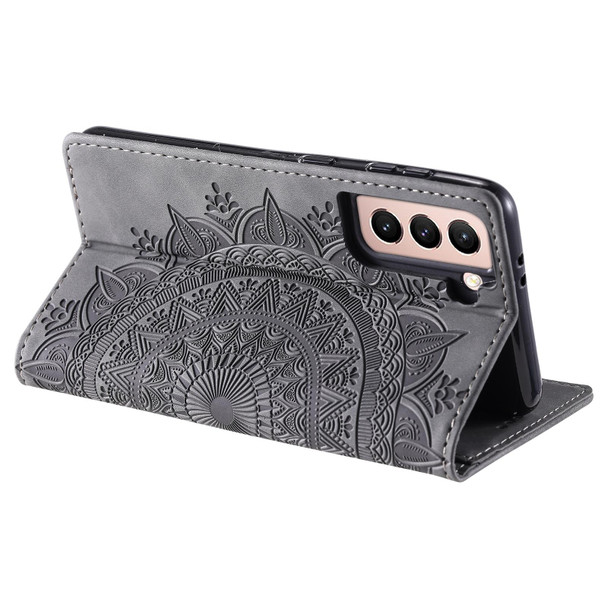 For Samsung Galaxy S21+ 5G Totem Embossed Magnetic Leatherette Phone Case(Grey)