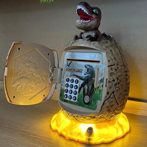 16.6 x 15.8 x 26cm Fingerprint Dinosaur Egg Password Money Bank Kids Toys Gifts Tyrannosaurus Rex Savings Jar(Beige)