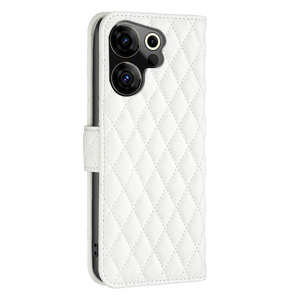 For Tecno Camon 20 Premier Diamond Lattice Wallet Flip Leatherette Phone Case(White)