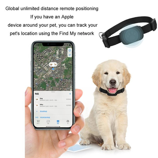 Mfi Certified Smart Pet Locator Protective Cover Silicone Collar(Black)