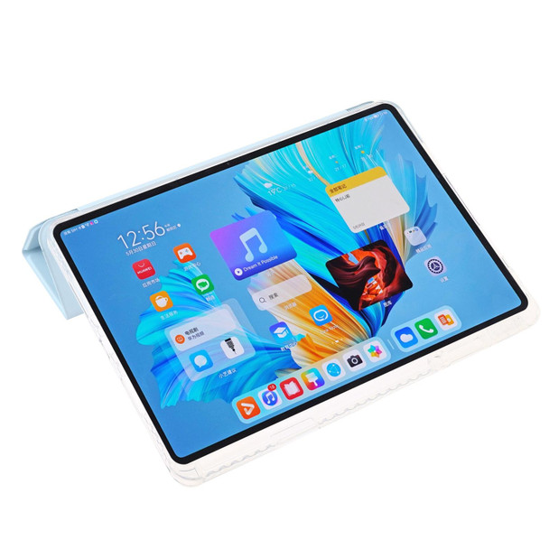 For Huawei Matepad 10.4 Clear Acrylic 3-Fold Leatherette Tablet Case(Ice Blue)