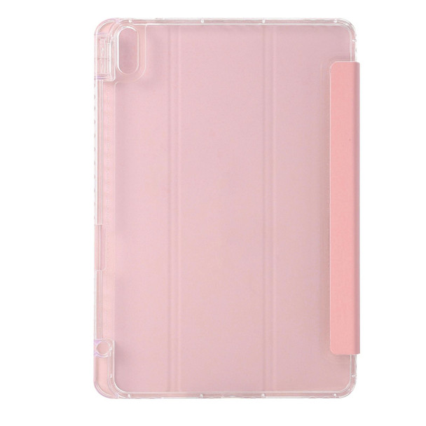 For Huawei Matepad 10.4 Clear Acrylic 3-Fold Leatherette Tablet Case(Pink)