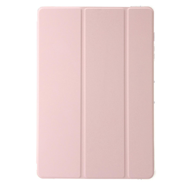 For Huawei Matepad 10.8 Clear Acrylic 3-Fold Leatherette Tablet Case(Pink)