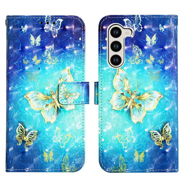 For Samsung Galaxy S24+ 5G 3D Painting Horizontal Flip Leatherette Phone Case(Golden Butterfly)