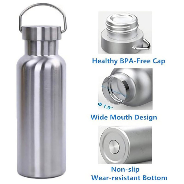 JUNSUNMAY 304 Stainless Steel Vacuum Bottle Wide Mouth Insulated Water Bottle, Capacity:500ml