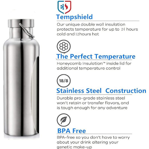 JUNSUNMAY 304 Stainless Steel Vacuum Bottle Wide Mouth Insulated Water Bottle, Capacity:1000ml