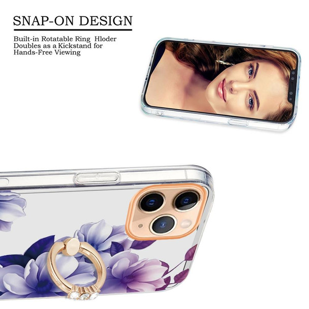 Ring IMD Flowers TPU Phone Case - iPhone 11 Pro Max(Purple Begonia)