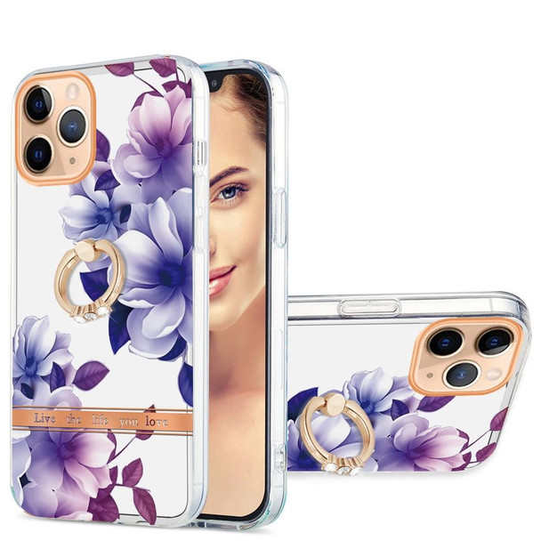 Ring IMD Flowers TPU Phone Case - iPhone 11 Pro Max(Purple Begonia)