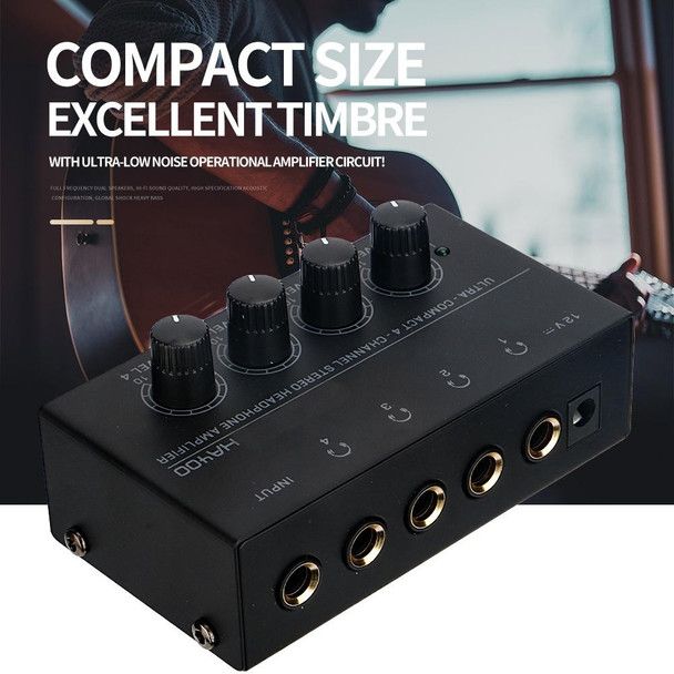 Recording Studio Four-way Headphone Amplifier Mixer Monitoring Multi-channel Amplifier, US Plug